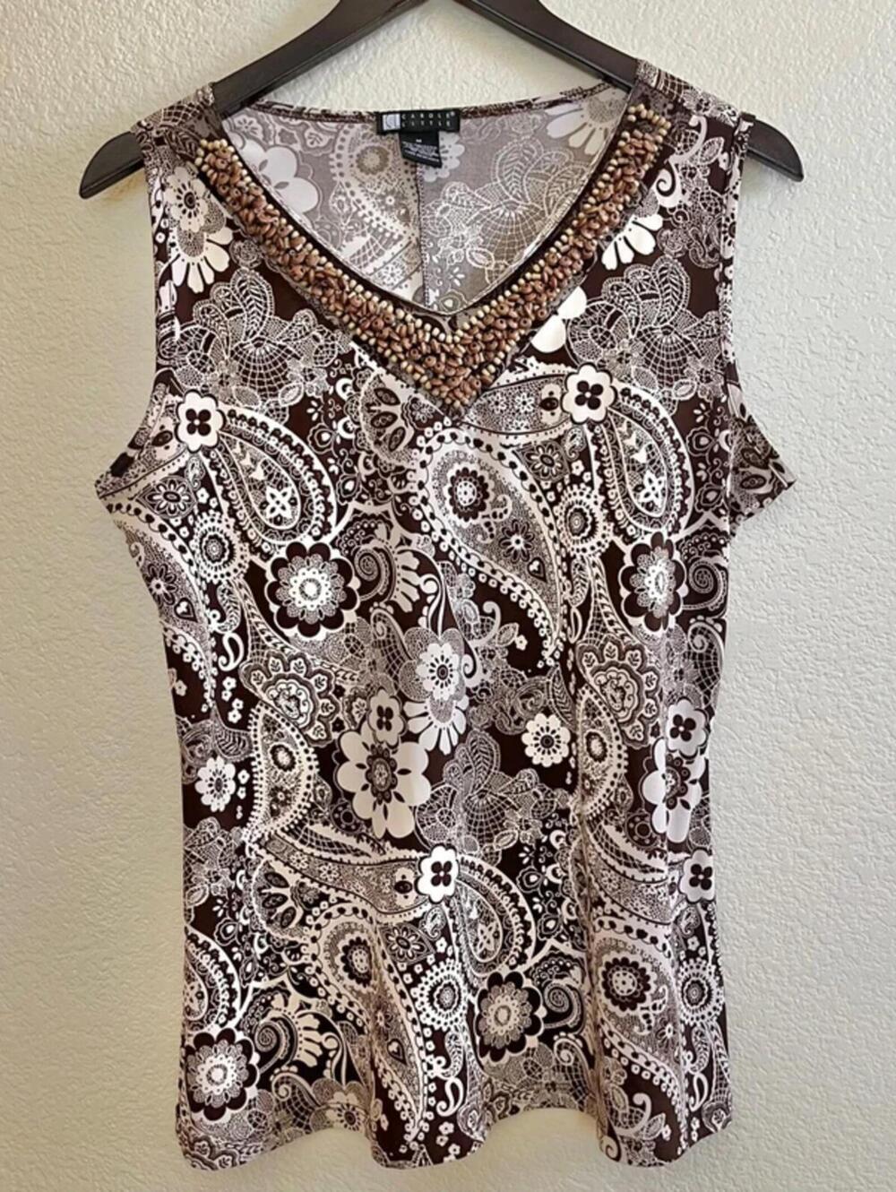 Vintage Y2K paisley beaded bejeweled blouse